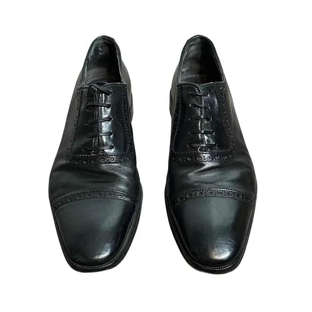 To Boot New York Brogued Cap Toe Oxford Leather Black Shoes Italy Size 8 Mens